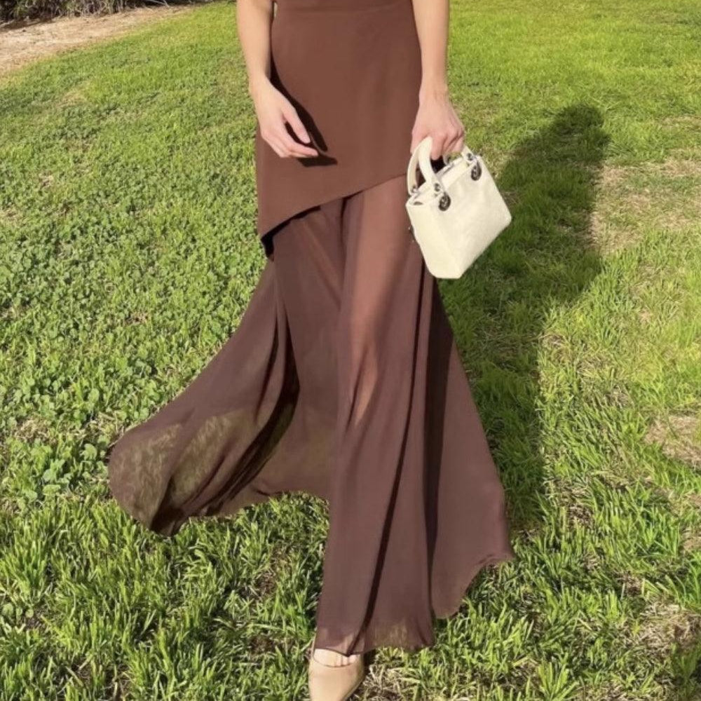 Women's Elegant strapless one-shoulder sleeveless dress