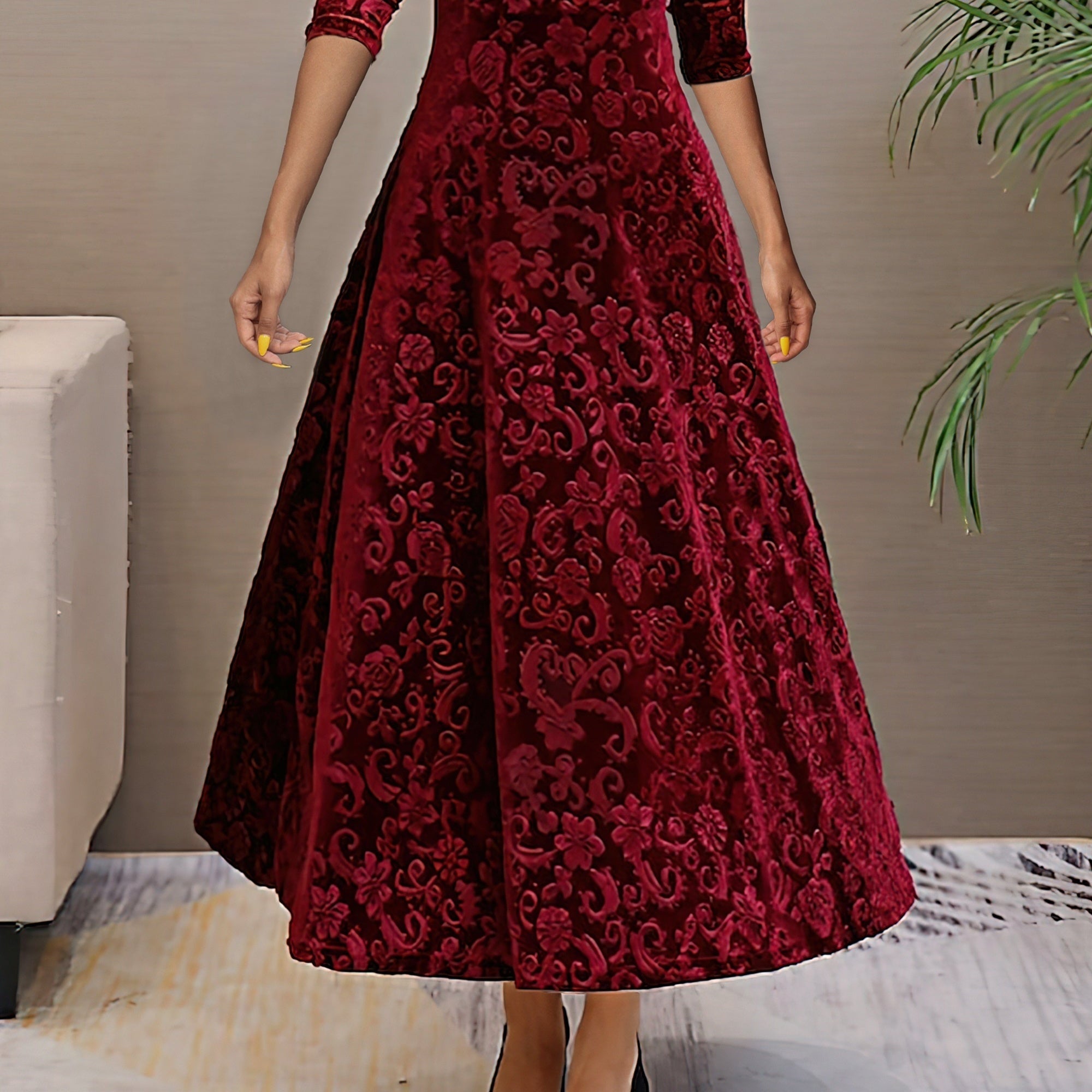 Winter Velvet Elegance Dress - Luxurious Velvet Evening Gown