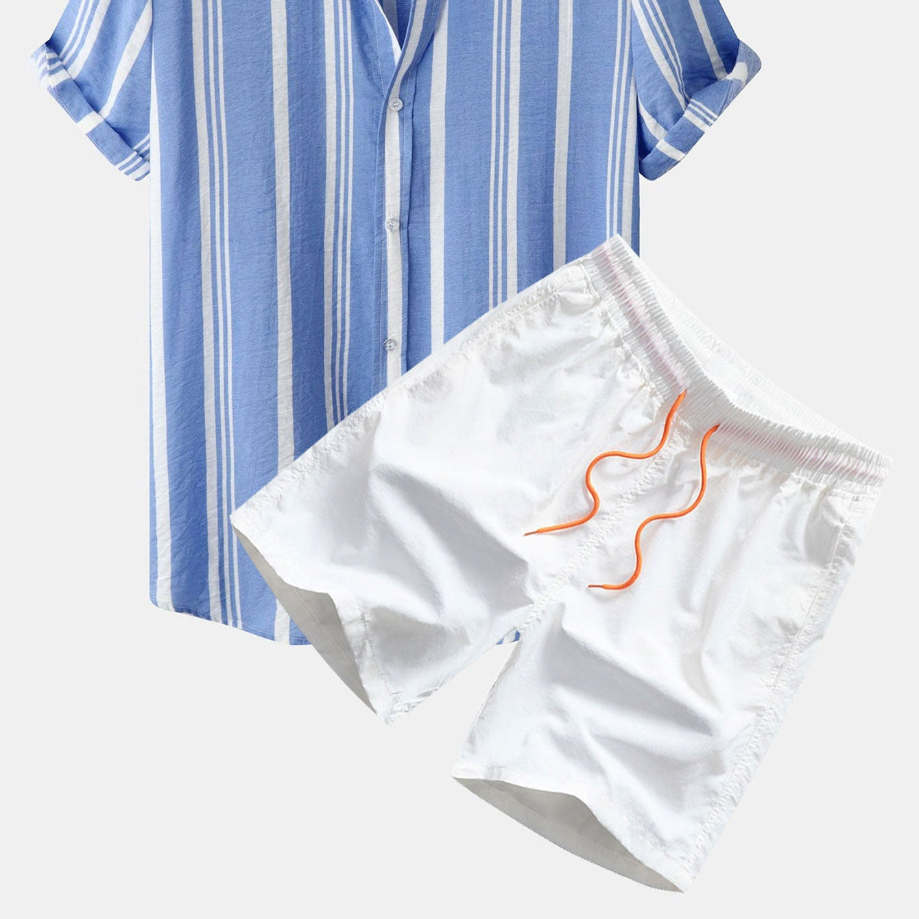 Men's Print Button-Up Shirt & Swim Shorts Set