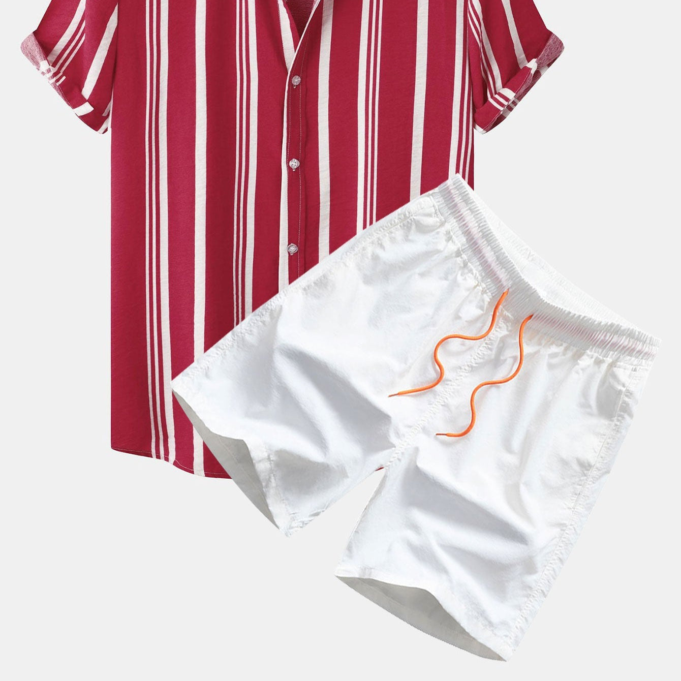 Men's Print Button-Up Shirt & Swim Shorts Set