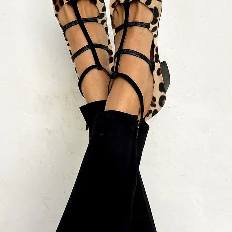 Women's Leopard Print Strappy Heels