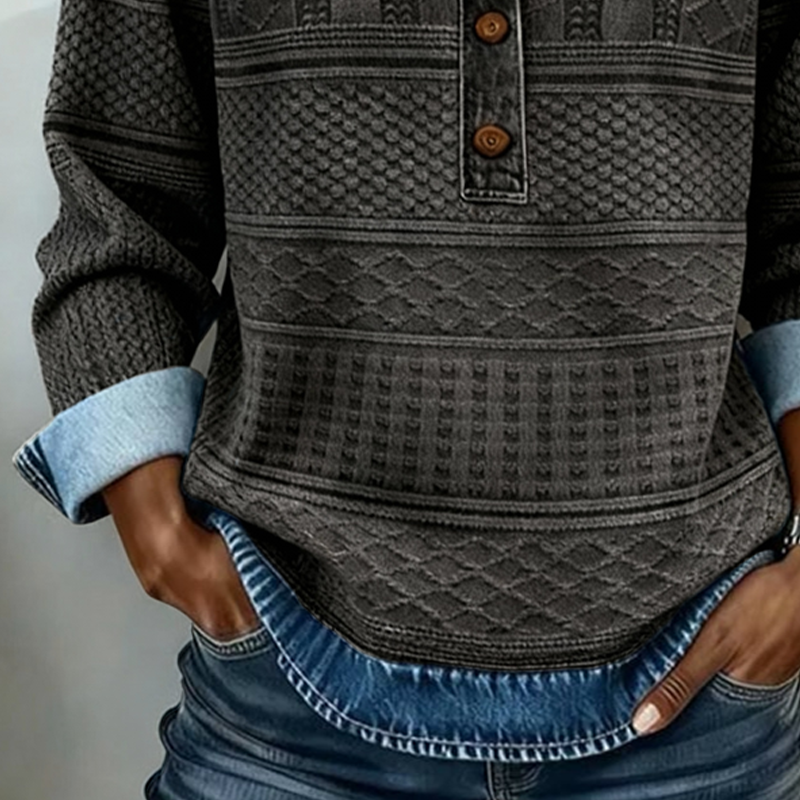 Chic Half-Button Collar Sweatshirt