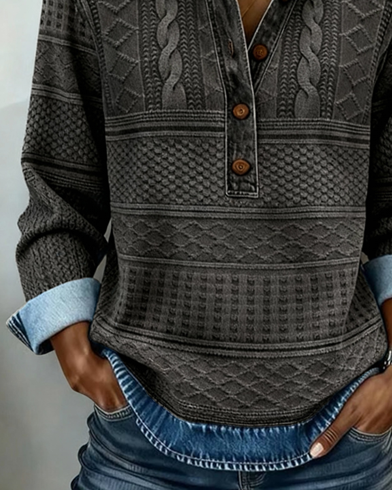 Chic Half-Button Collar Sweatshirt