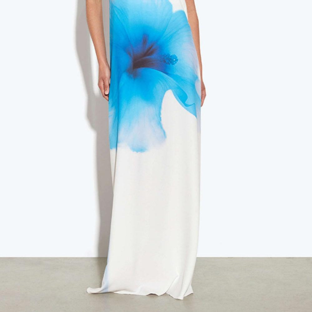 Women's Printed high-neck tube dress with open back and elegant