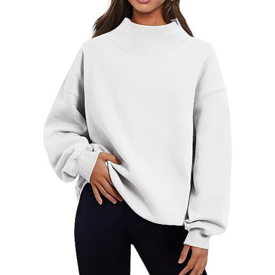Women's Oversized Turtleneck Sweatshirt - Cozy Long-Sleeve Pullover