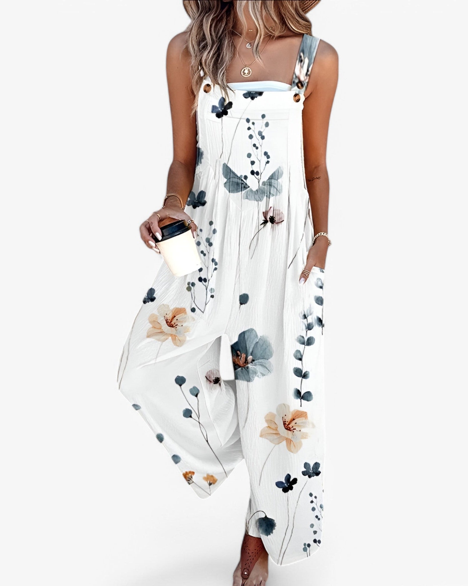 Chic Floral-Print Sleeveless Jumpsuit