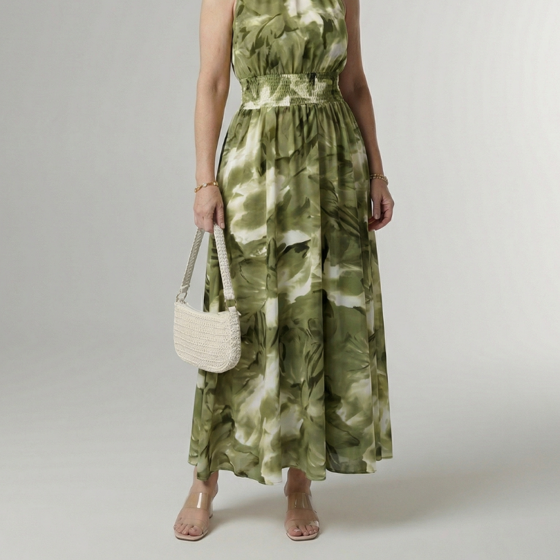 Sylin | Gathered Halter Midi Dress