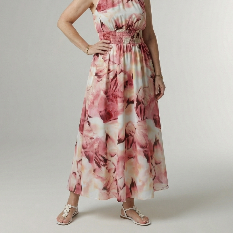 Sylin | Gathered Halter Midi Dress