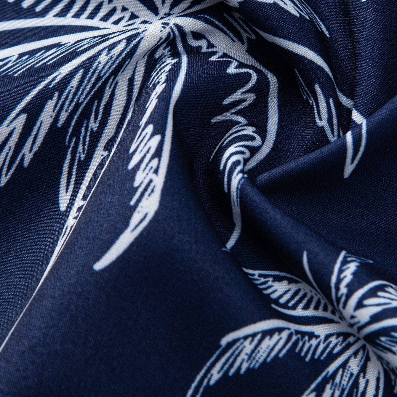 Men's Palm Tree Island Print Button-Up Shirt & Drawstring Swim