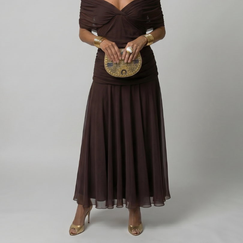 Calen | Off Shoulder Flow Midi Dress