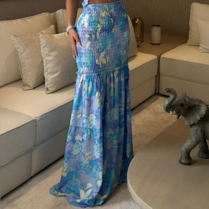 Women's Maxi Halter Neck Dress with Hollow Pattern for an Elegant