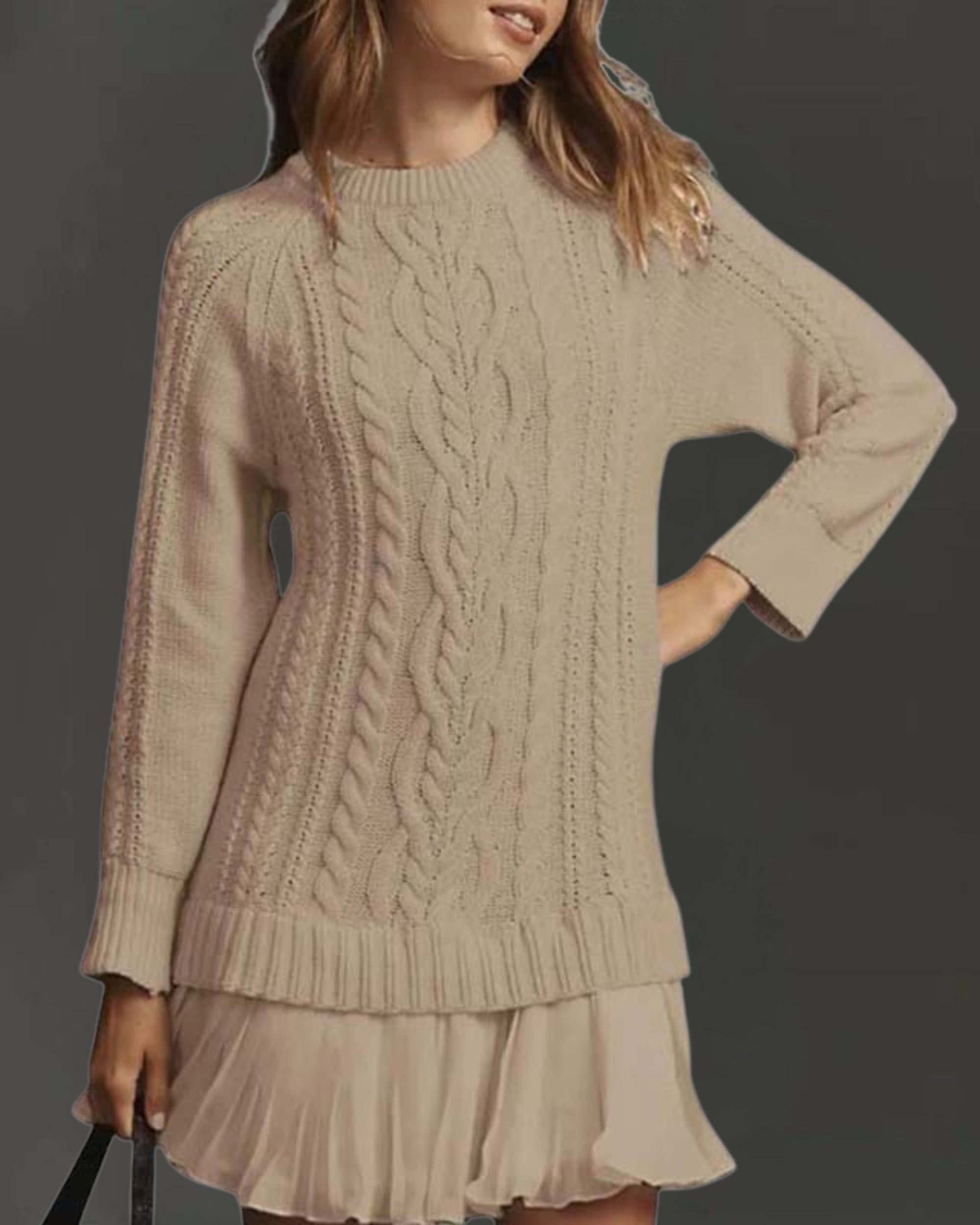 Cable Knit Mini Sweater Dress - Cozy, Chic Winter Must-Have