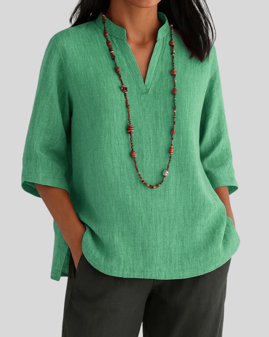 Clothing > Blouses : Nicia | Airy and Comfortable Summer Blouse in Green van DUUWE