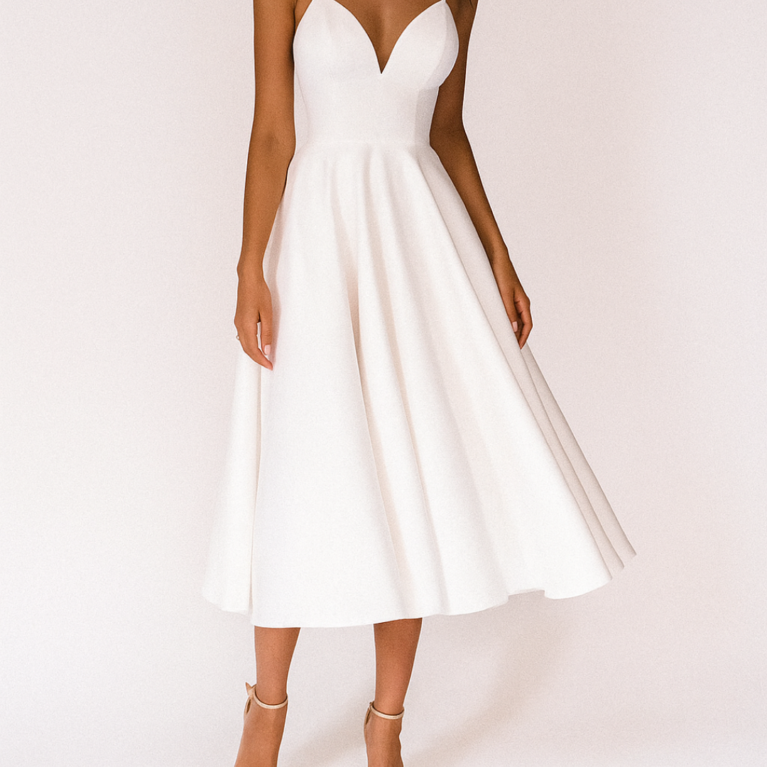 Women's Strappy Midi Dress for Wedding Guests - Elegant & Chic