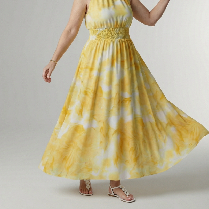Sylin | Gathered Halter Midi Dress