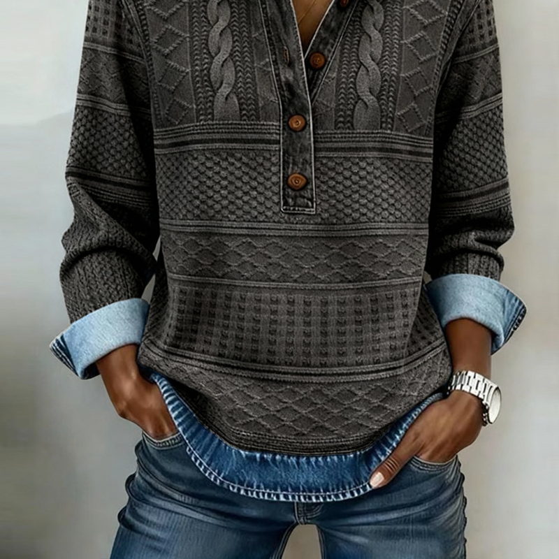 Chic Half-Button Collar Sweatshirt