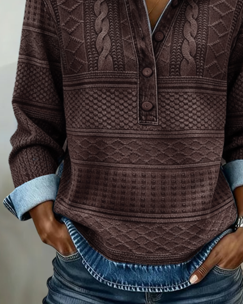Chic Half-Button Collar Sweatshirt