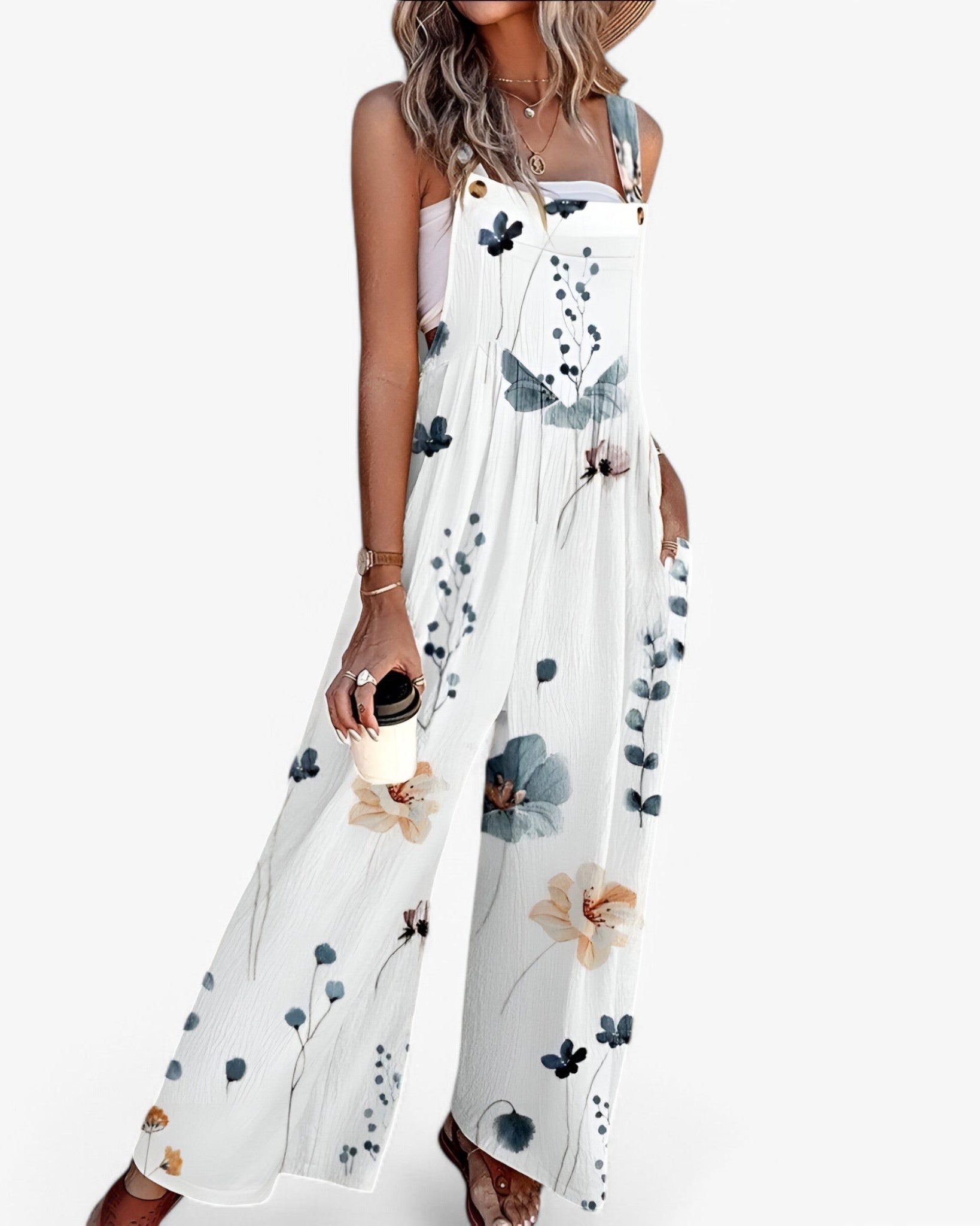 Chic Floral-Print Sleeveless Jumpsuit