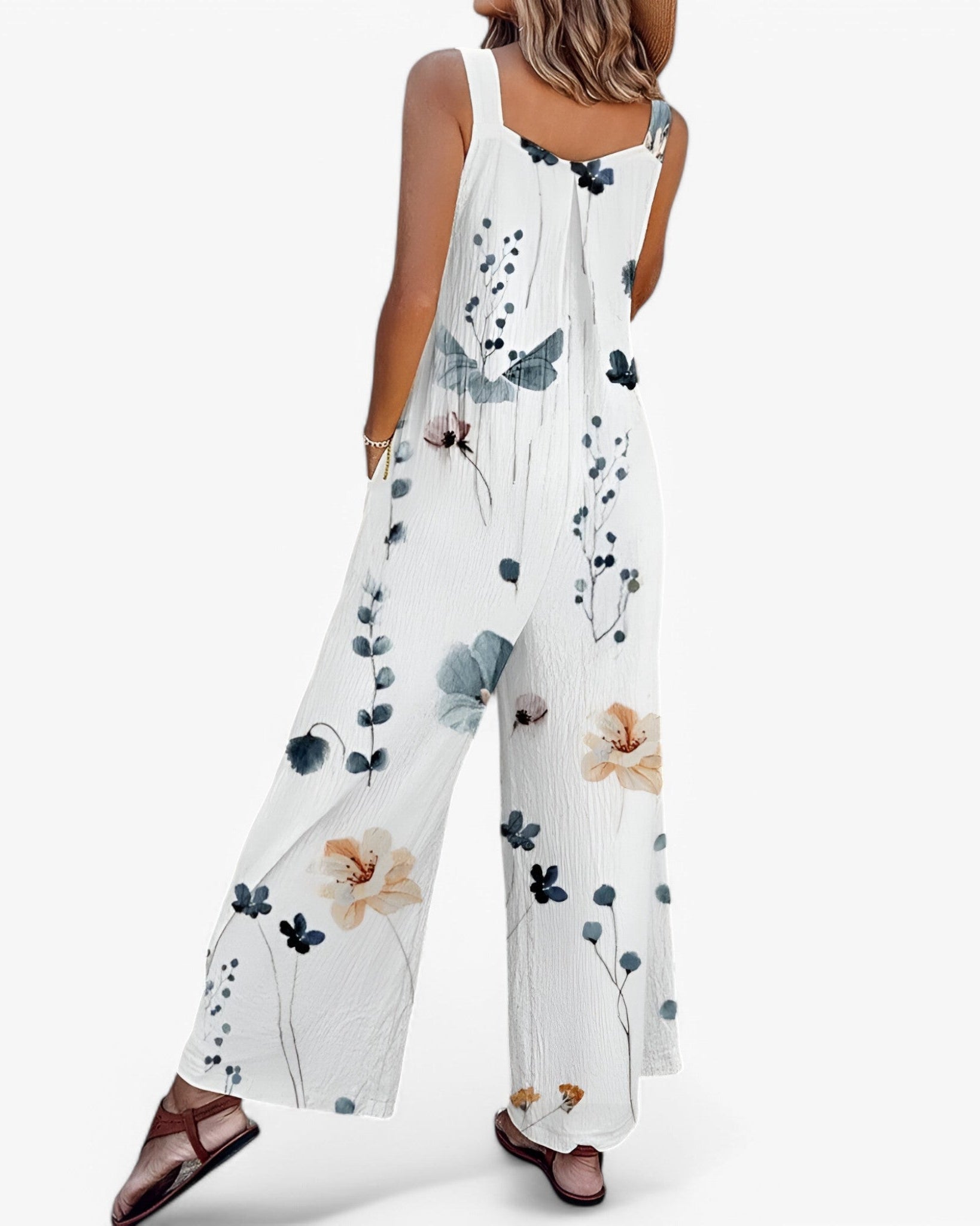 Chic Floral-Print Sleeveless Jumpsuit