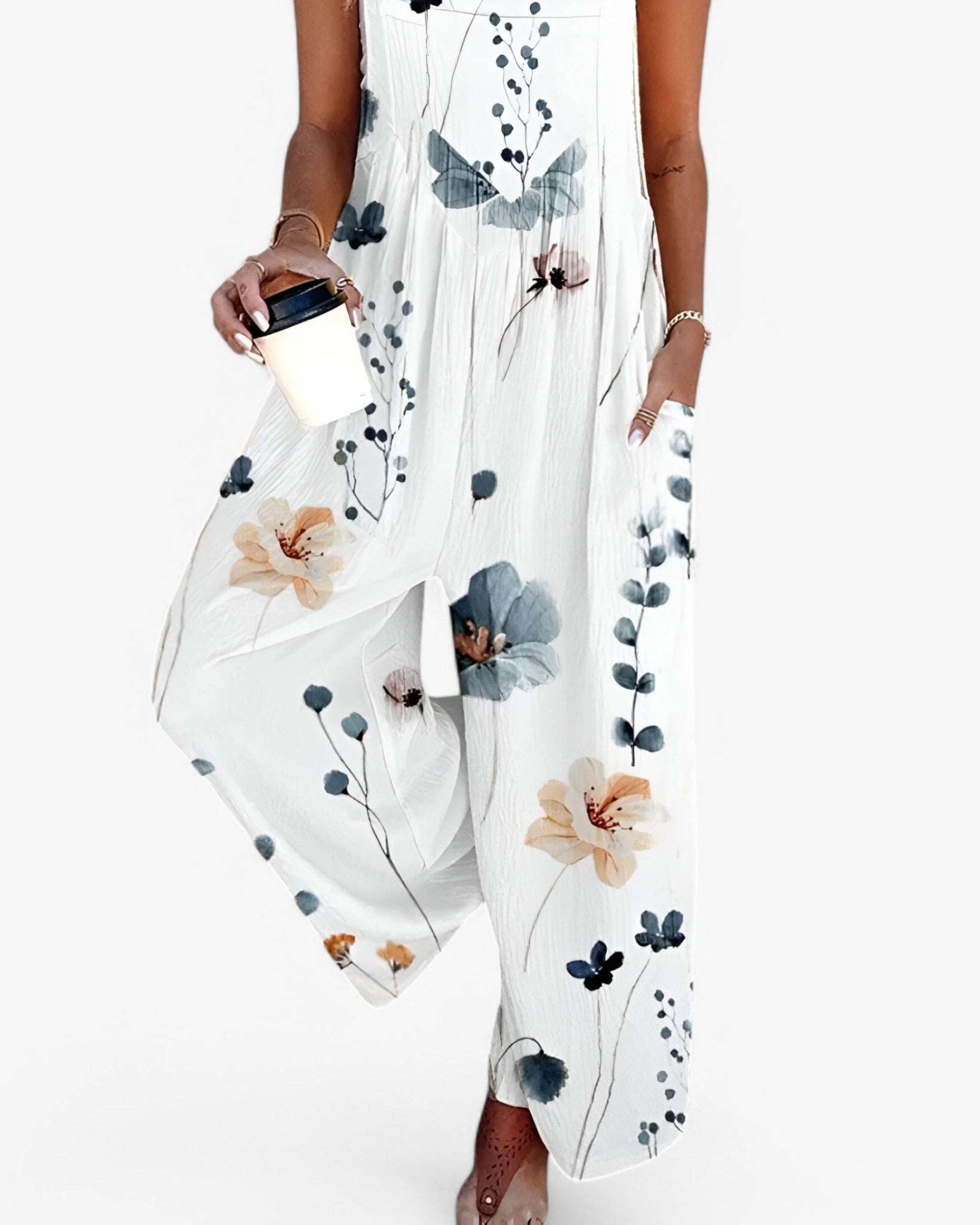 Chic Floral-Print Sleeveless Jumpsuit