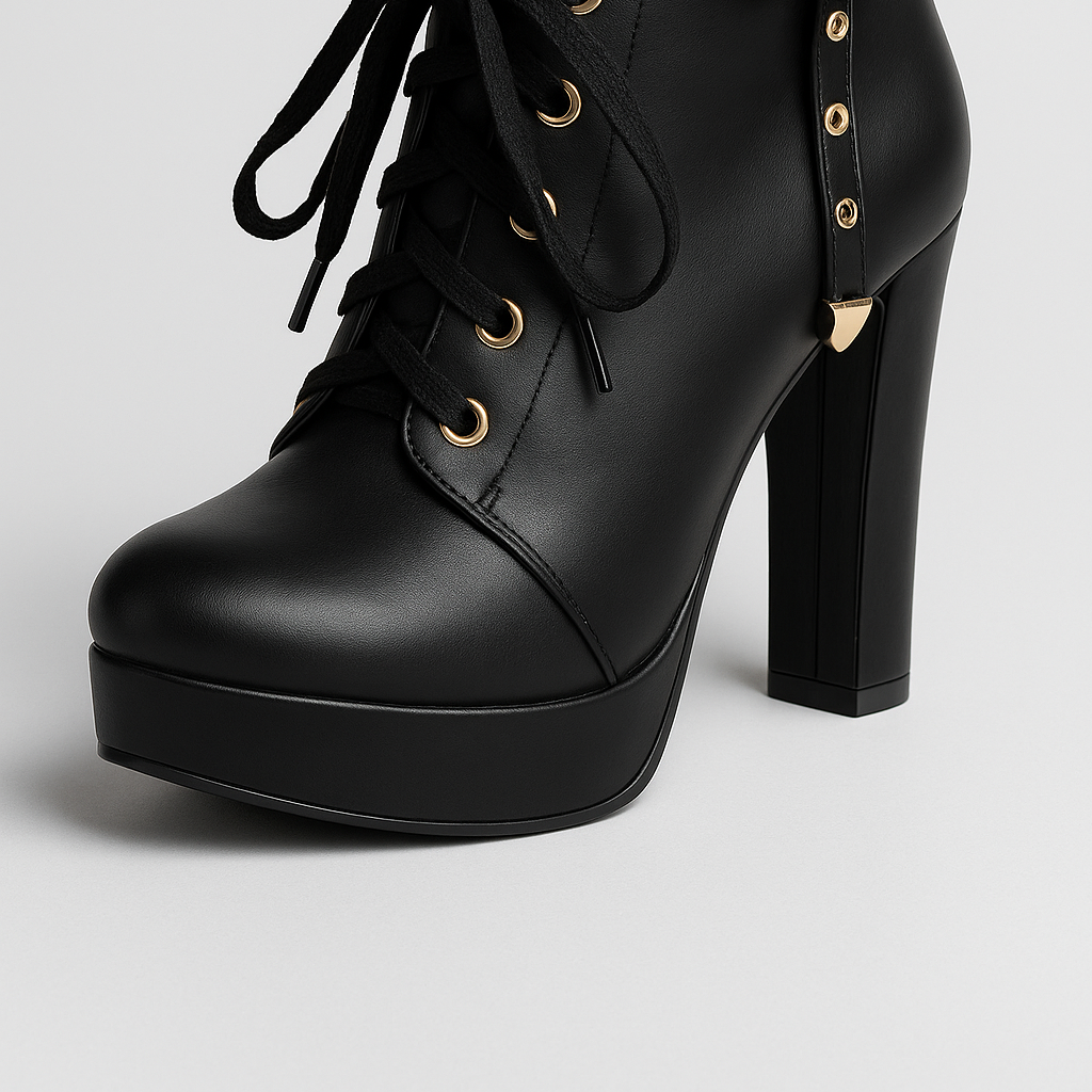 Women's Elegant High-Heeled Ankle Boots with Refined Laces