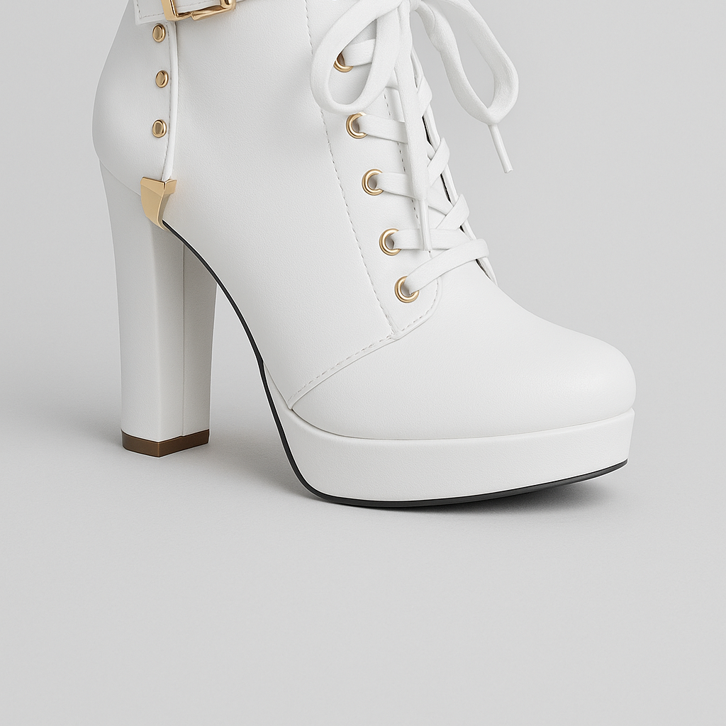 Women's Elegant High-Heeled Ankle Boots with Refined Laces