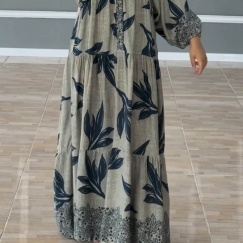 Women's Casual printed lantern sleeve dress for a trendy and