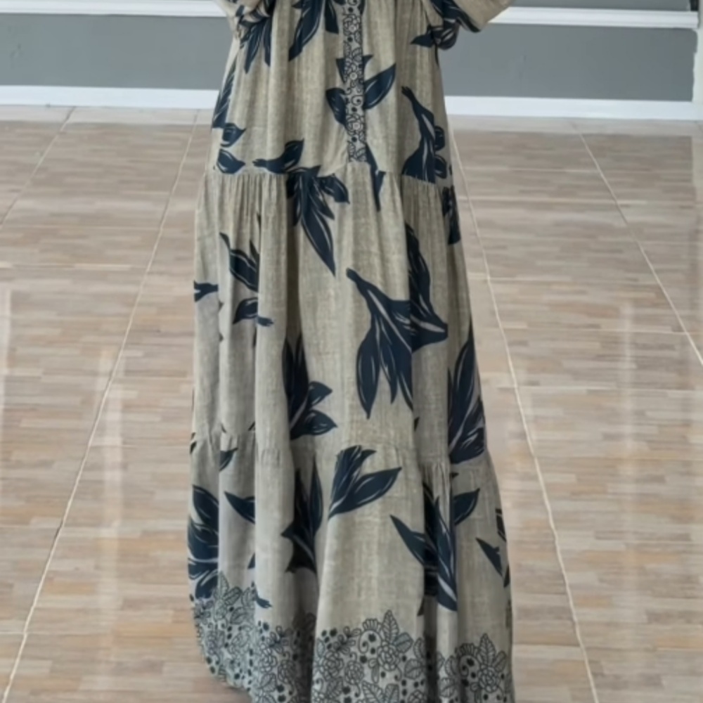 Women's Casual printed lantern sleeve dress for a trendy and