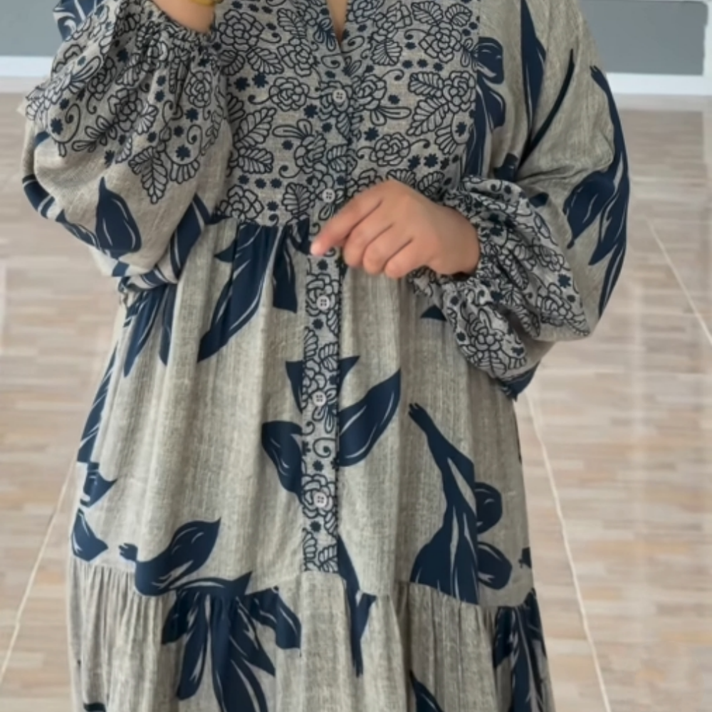 Women's Casual printed lantern sleeve dress for a trendy and