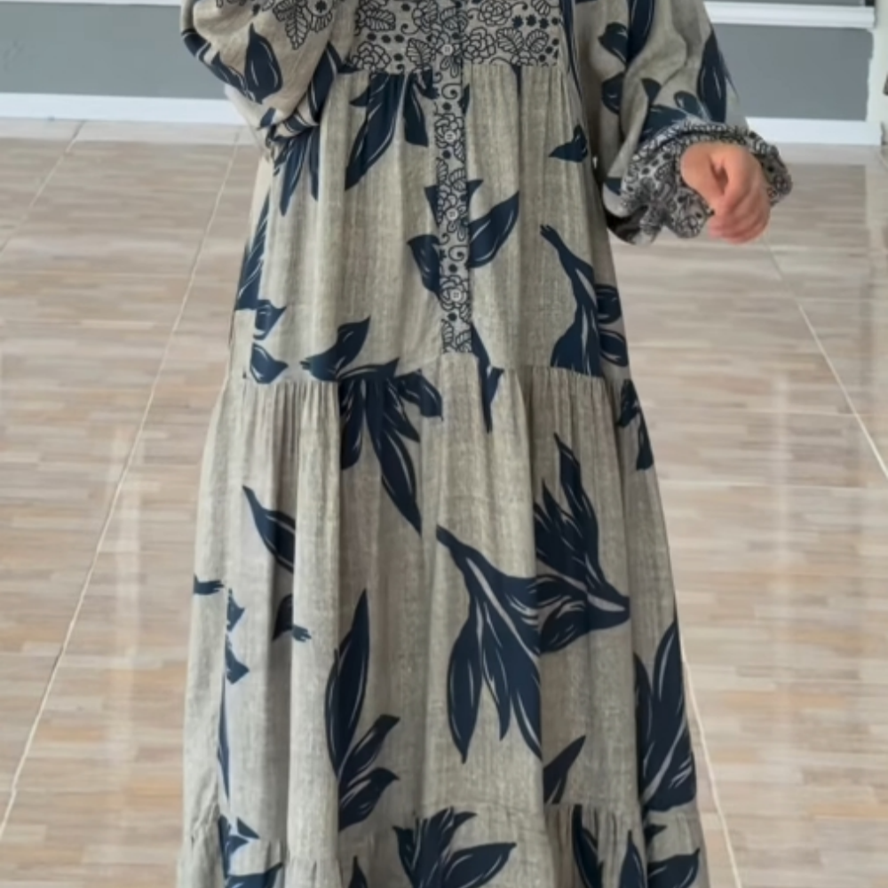 Women's Casual printed lantern sleeve dress for a trendy and