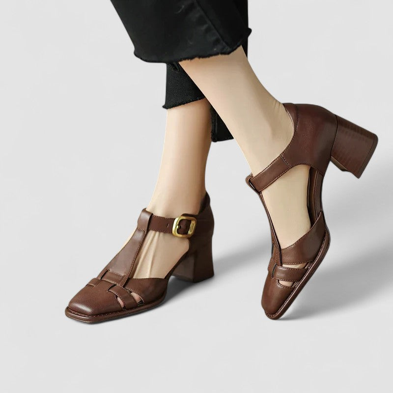 Women's Orthopedic T-Strap Block Heels