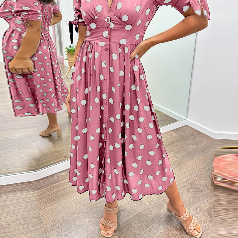 Women's Timeless Polka Dot Dress with Elegant Charm