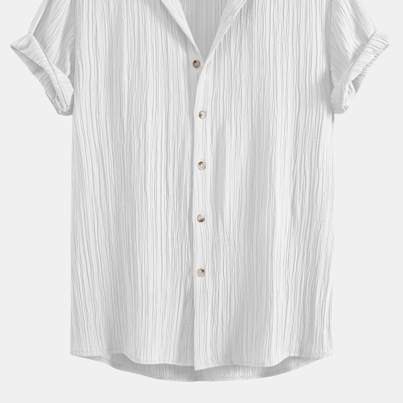 Men's Textured Button-Up Shirt with a Wrinkled Finish