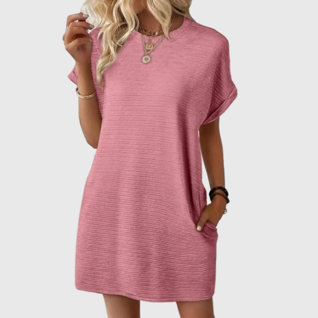 Women's Effortless Casual Minimalist Round-Neck Summer Mini Dress