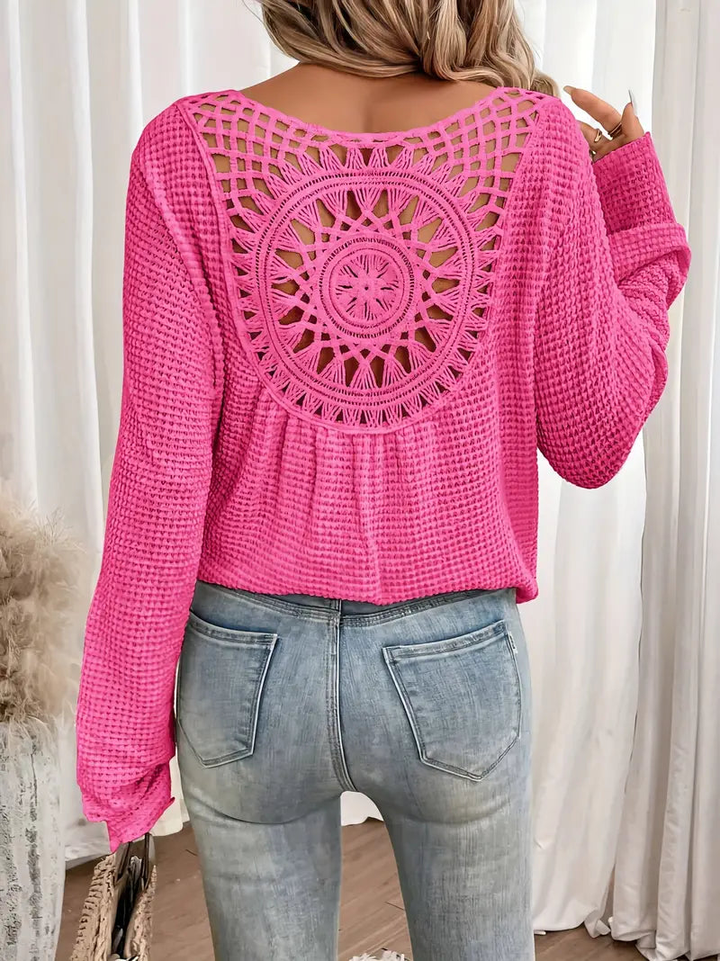 Chic Knit Sweater with a Distinctive Back Design