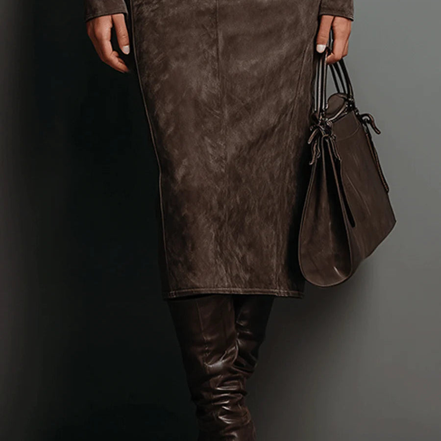 Women's Elegant Long-Sleeve Midi Dress