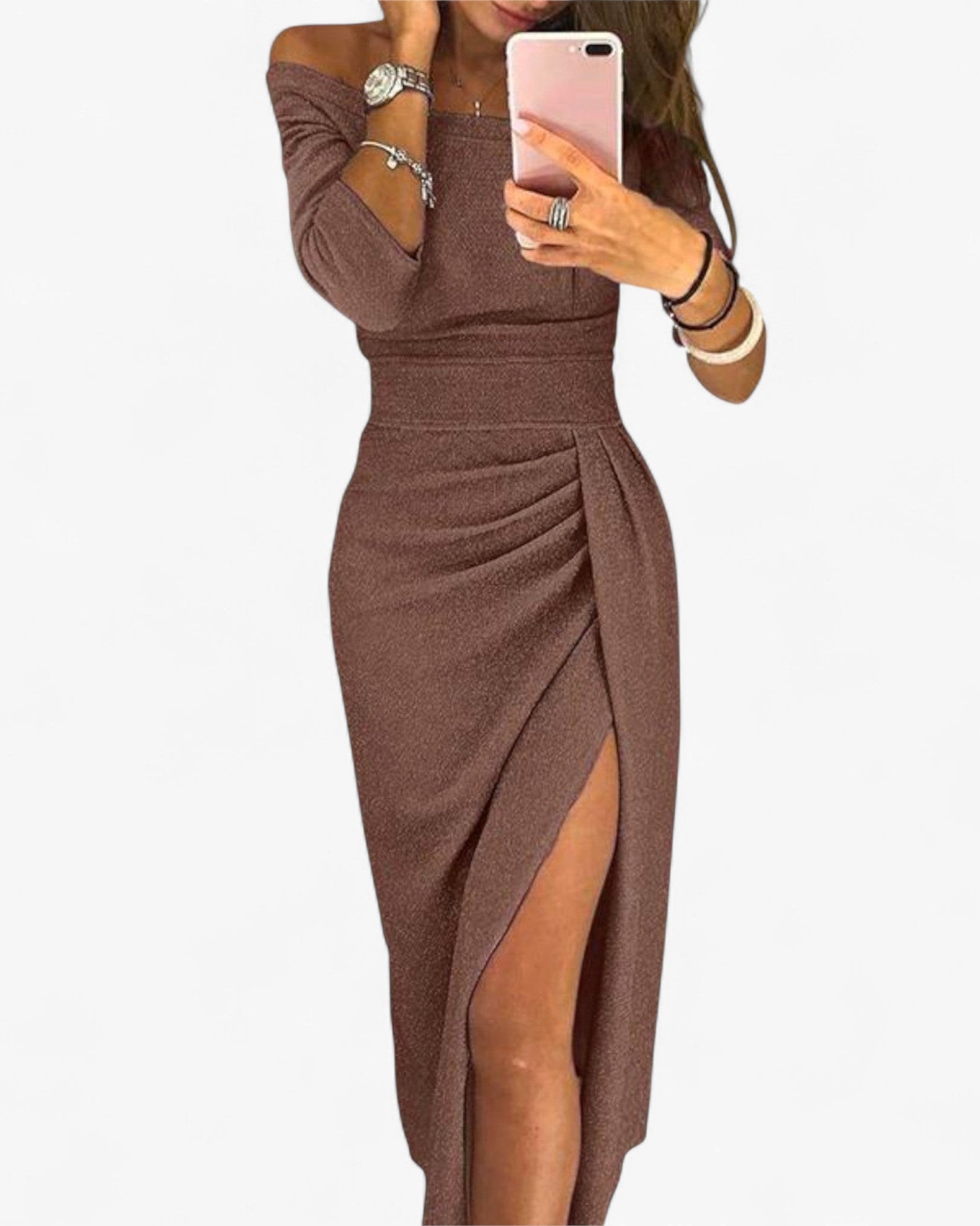 Chic Off-Shoulder Dress with Elegant Silhouette
