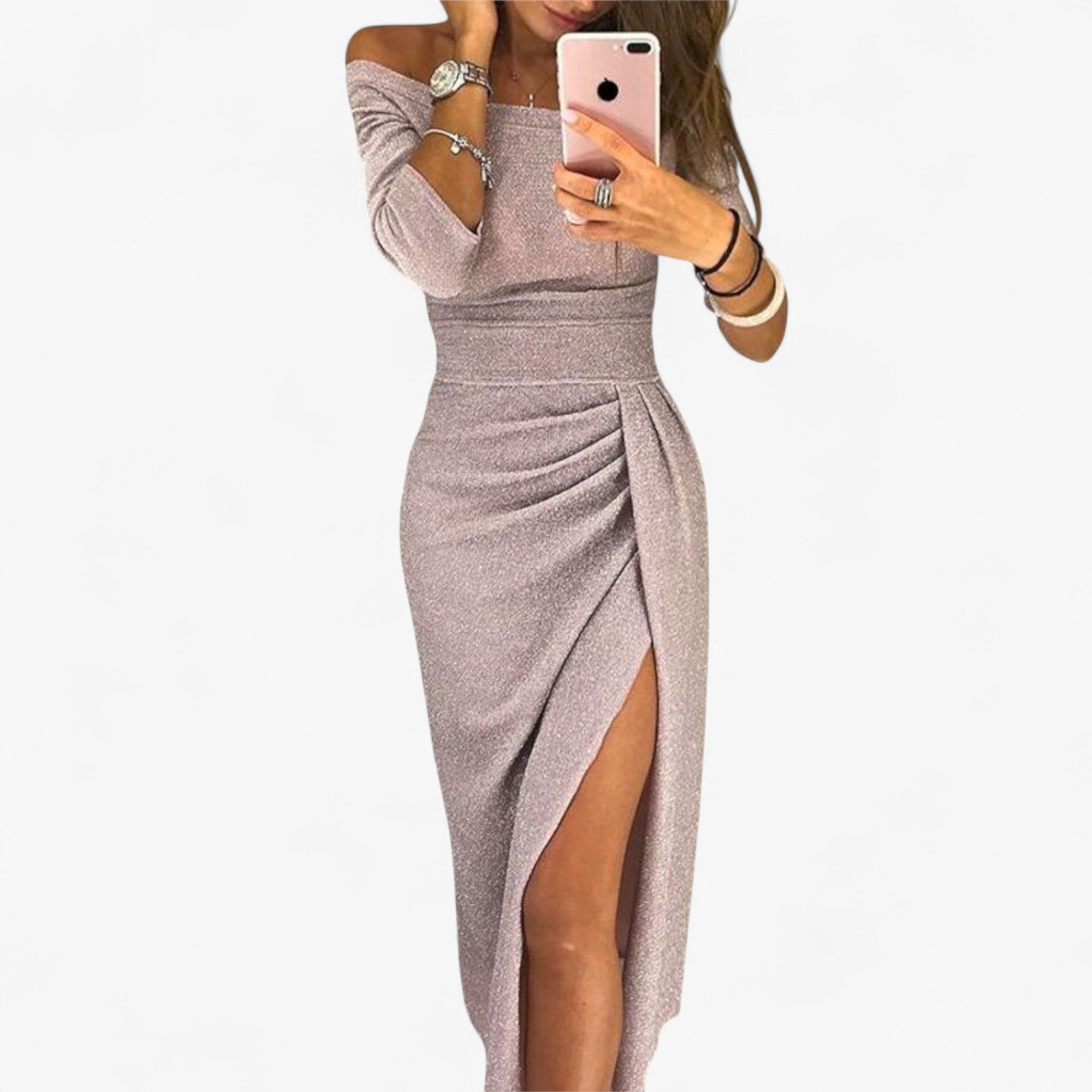 Chic Off-Shoulder Dress with Elegant Silhouette