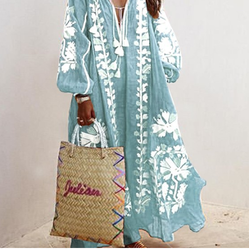 Women's Oversized Boho Printed Maxi Dress for a Comfortable and