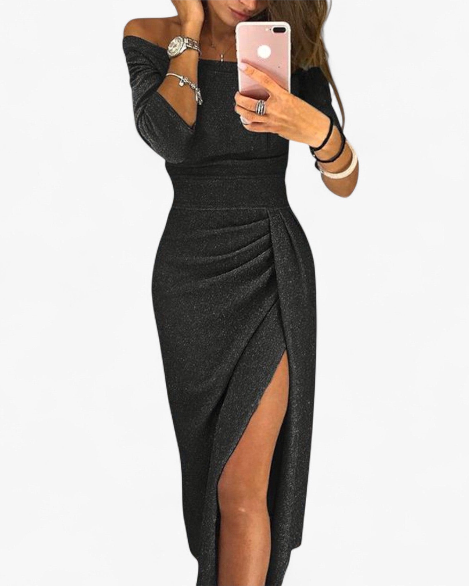 Chic Off-Shoulder Dress with Elegant Silhouette