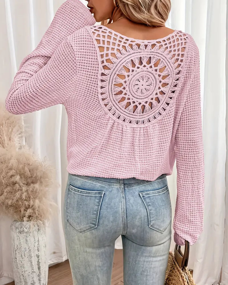 Chic Knit Sweater with a Distinctive Back Design