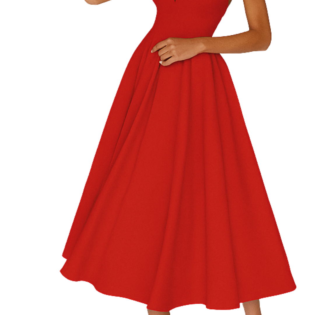 Women's Strappy Midi Dress for Wedding Guests - Elegant & Chic