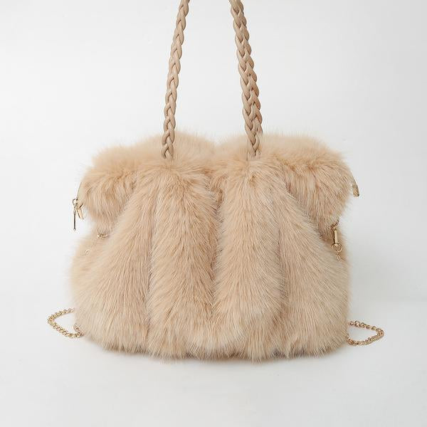 Women's Plush Velvet Shoulder Tote Bag – Soft, Luxurious Carryall