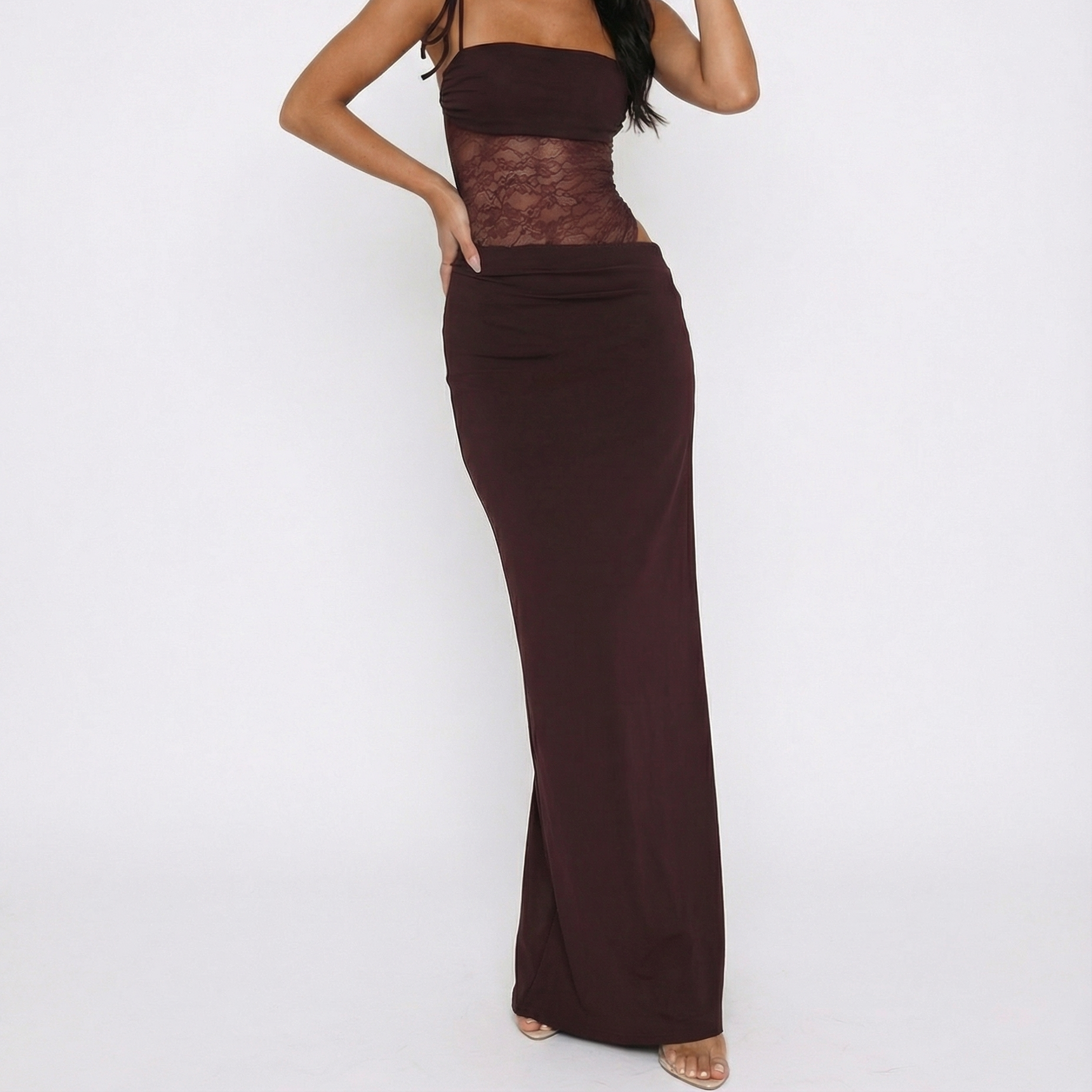 Women's Lace Panel Maxi Dress