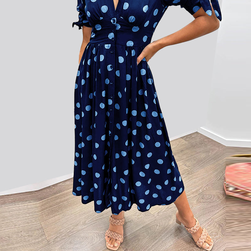 Women's Timeless Polka Dot Dress with Elegant Charm