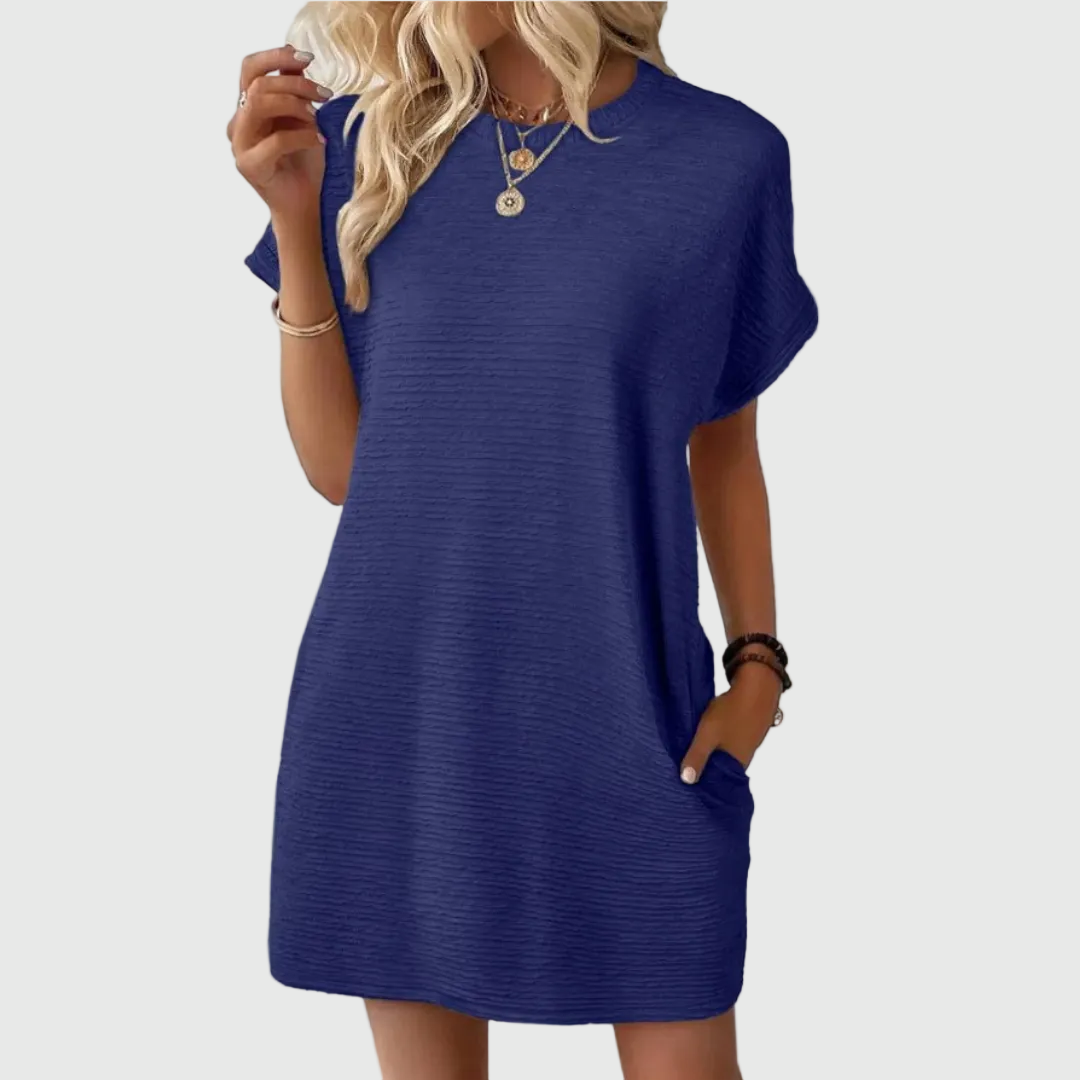 Women's Effortless Casual Minimalist Round-Neck Summer Mini Dress