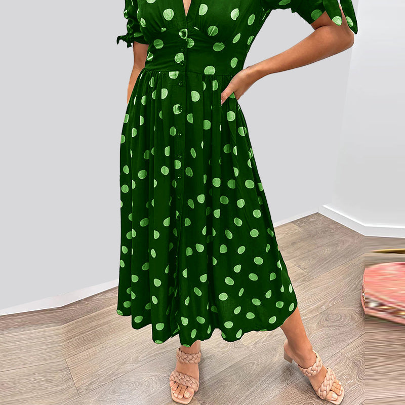 Women's Timeless Polka Dot Dress with Elegant Charm