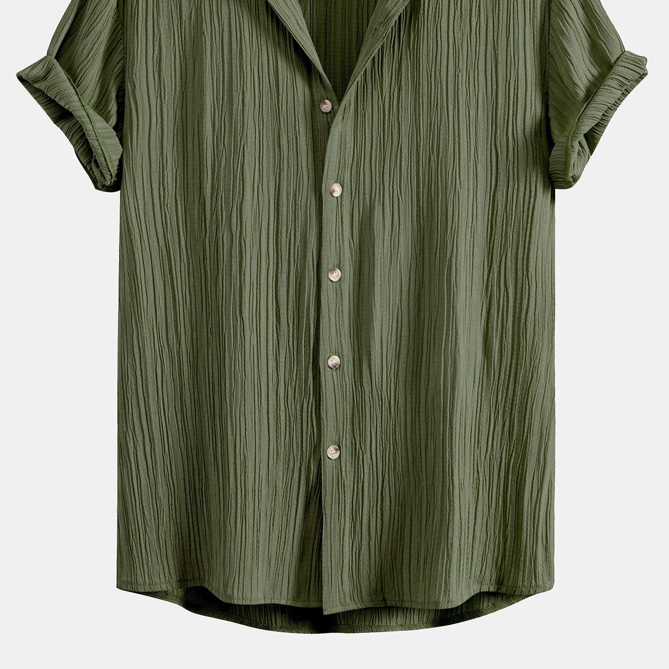 Men's Textured Button-Up Shirt with a Wrinkled Finish