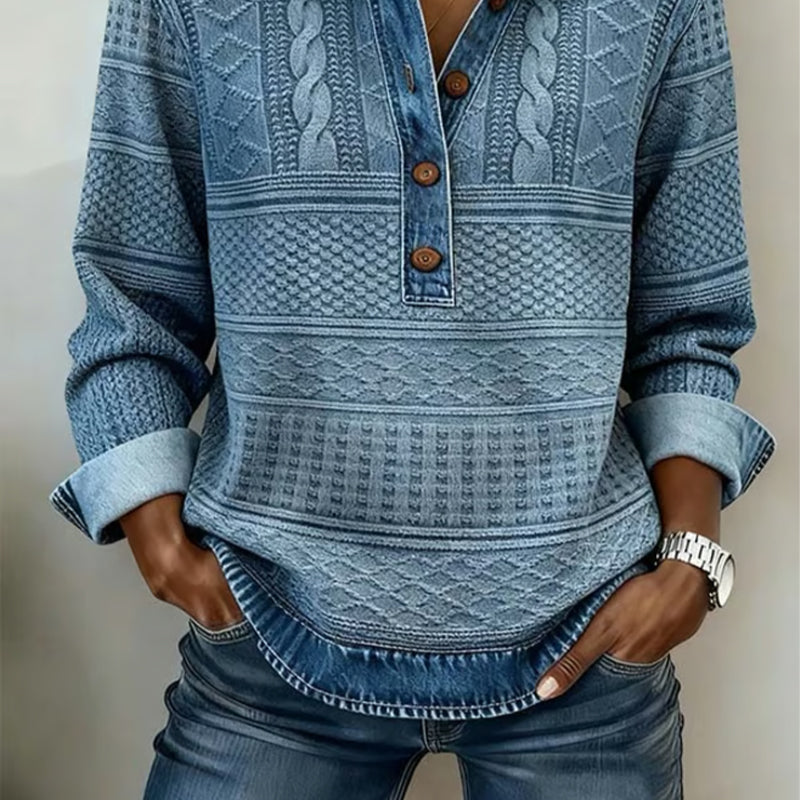 Chic Half-Button Collar Sweatshirt