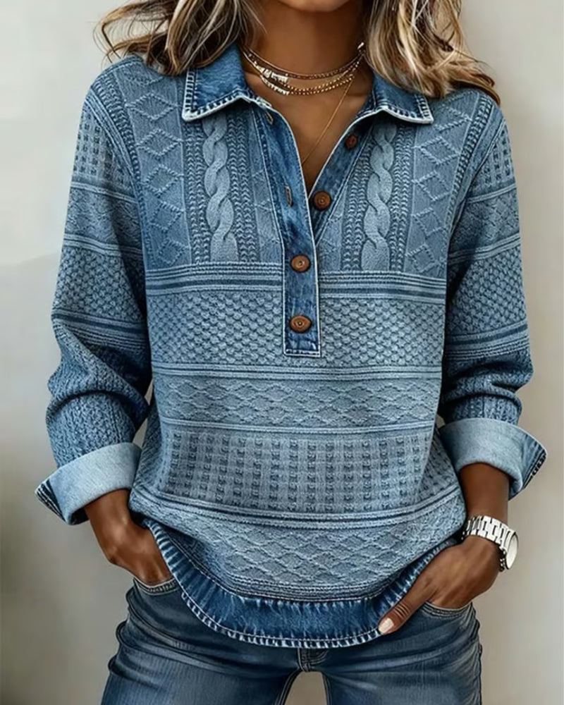 Chic Half-Button Collar Sweatshirt
